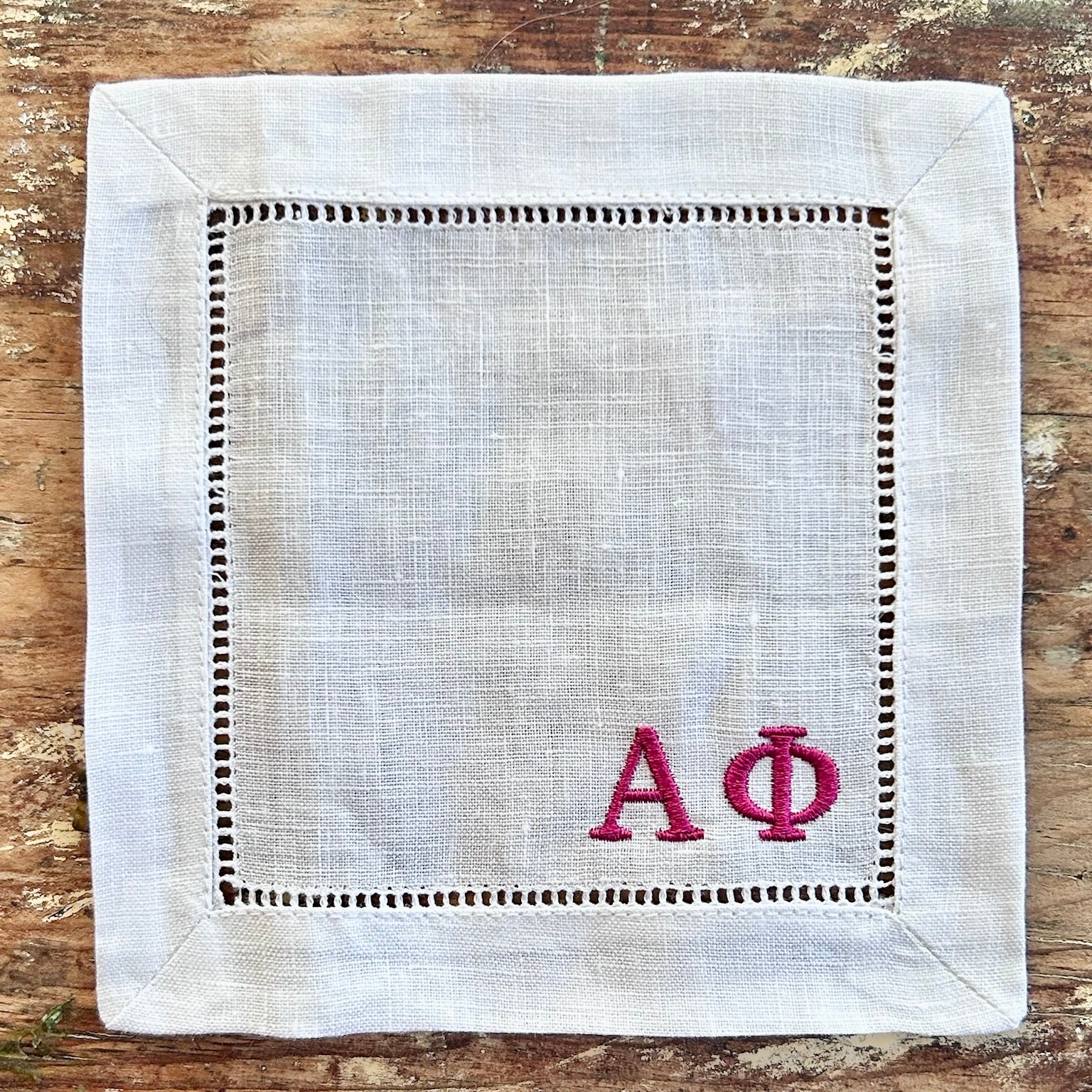 Sorority Embroidered Cocktail Napkins โ Set of 4