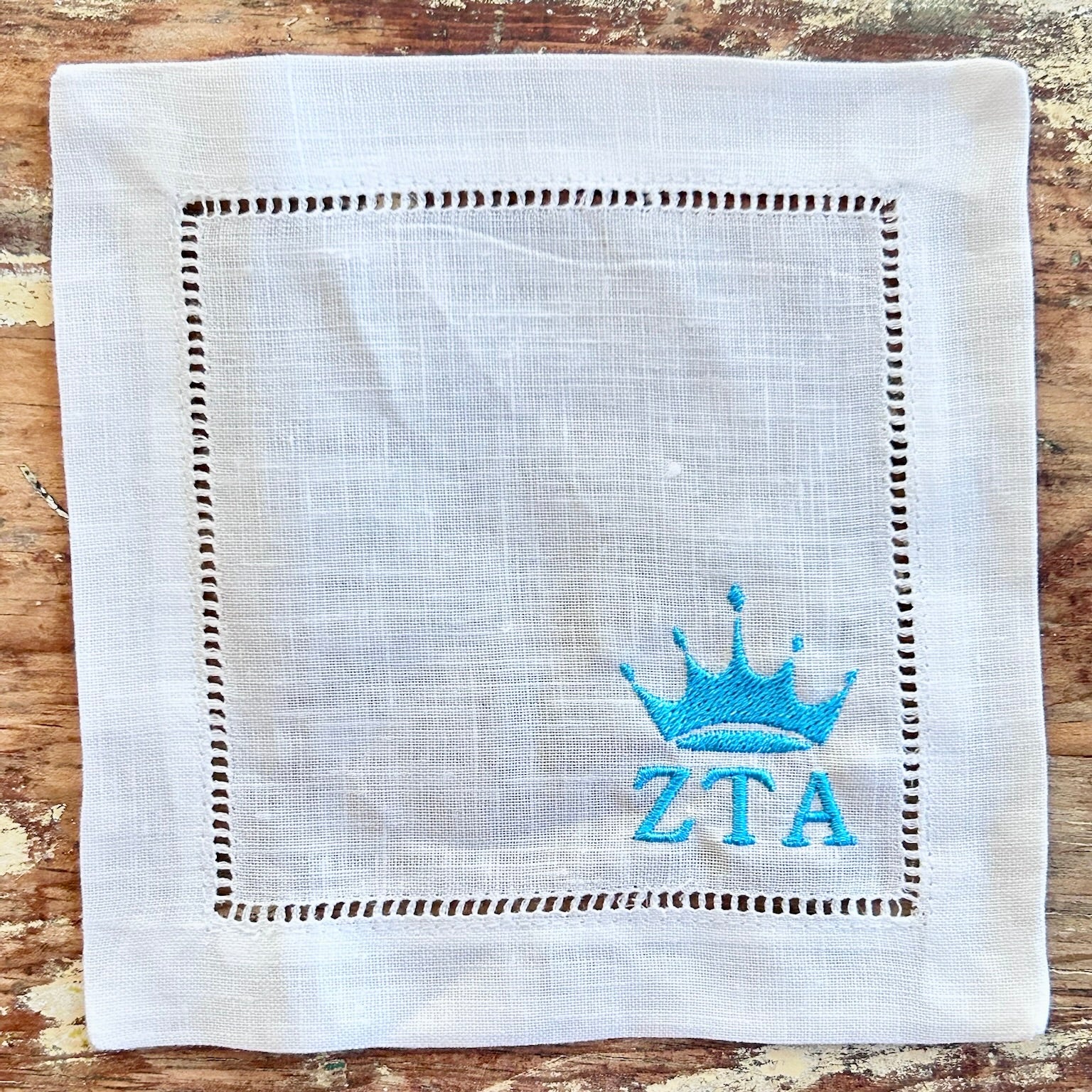 Sorority Embroidered Cocktail Napkins โ Set of 4