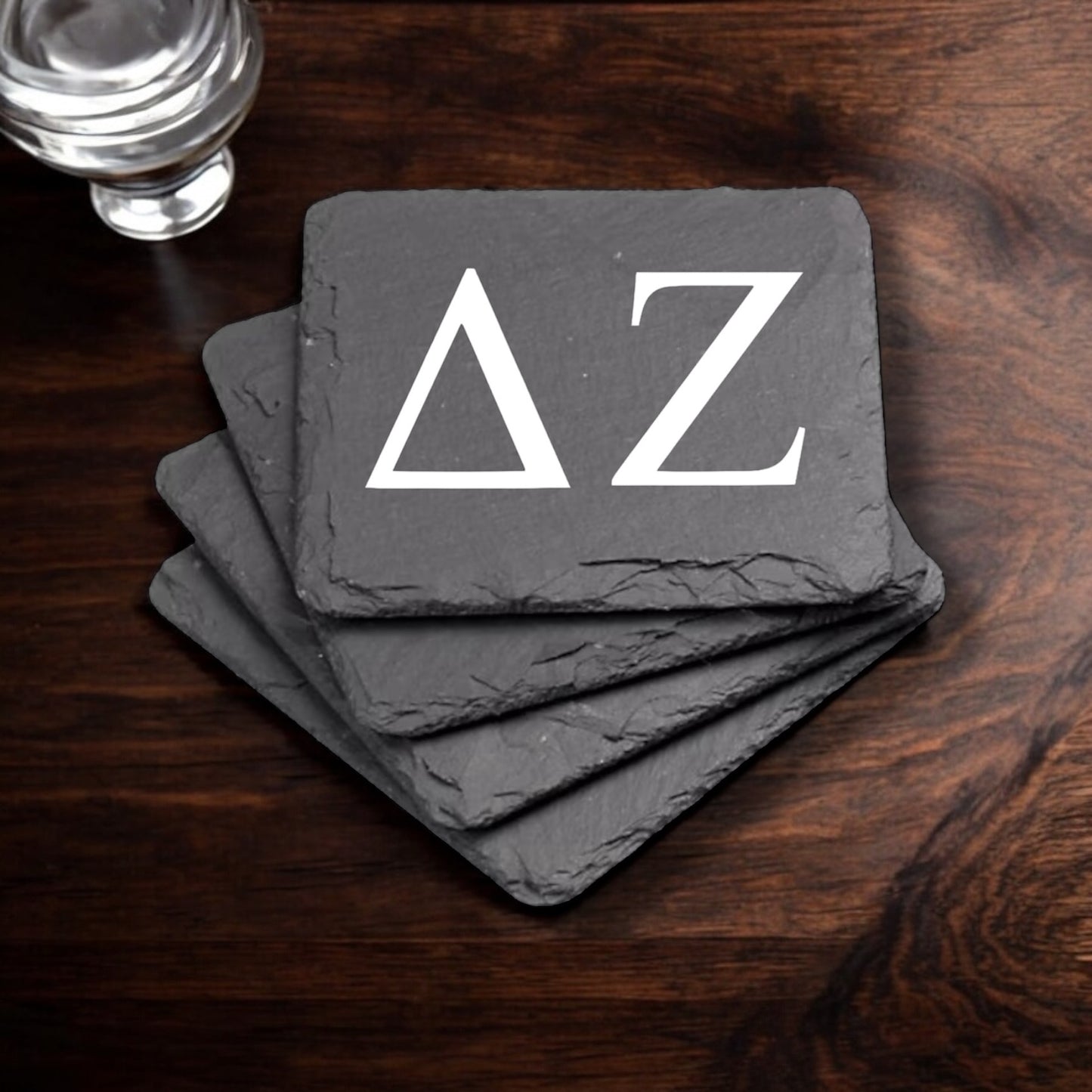 Delta Zeta (ΔΖ) Slate Coasters (4)