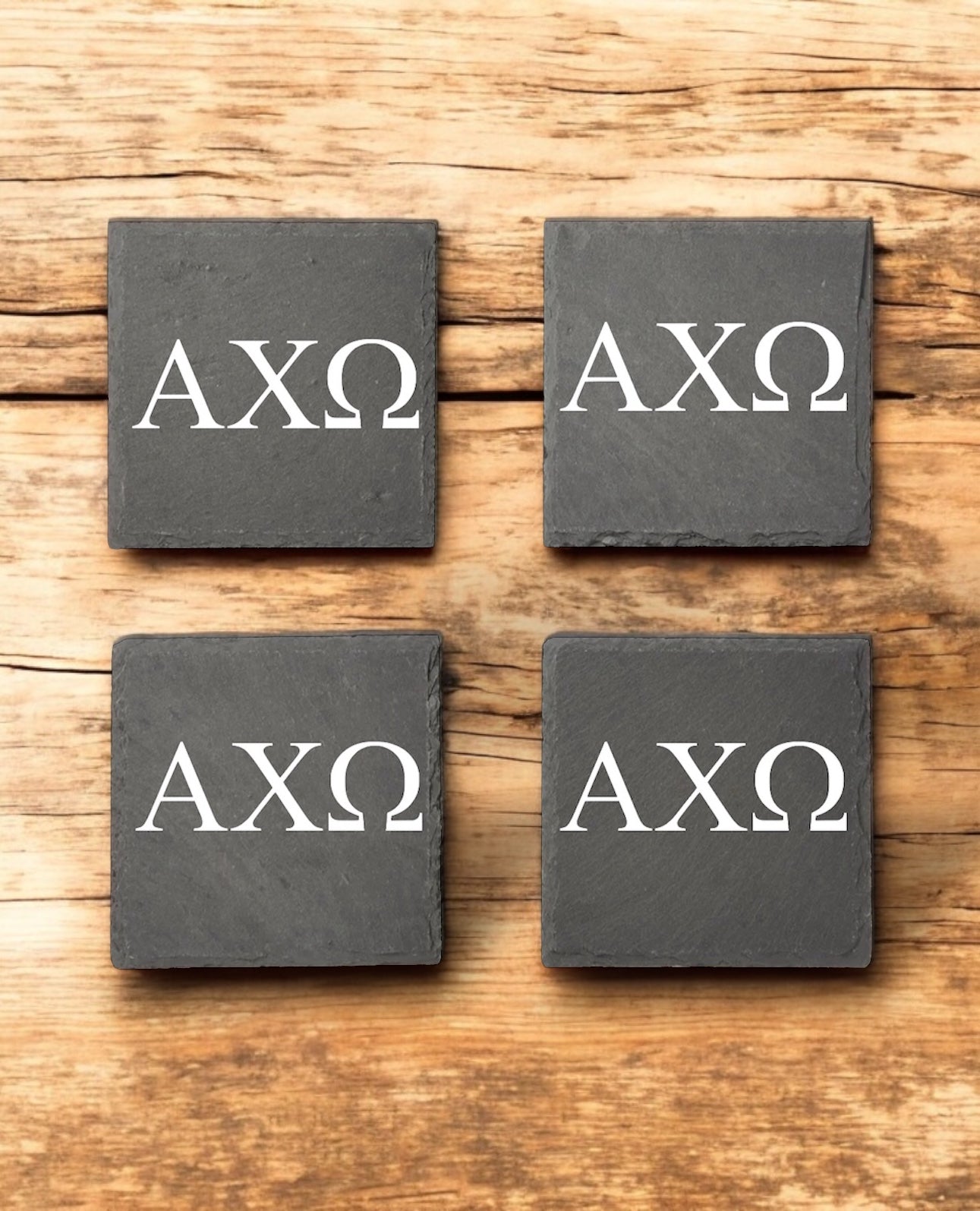 Alpha Chi Omega (ΑΧΩ) Slate Coasters (4)