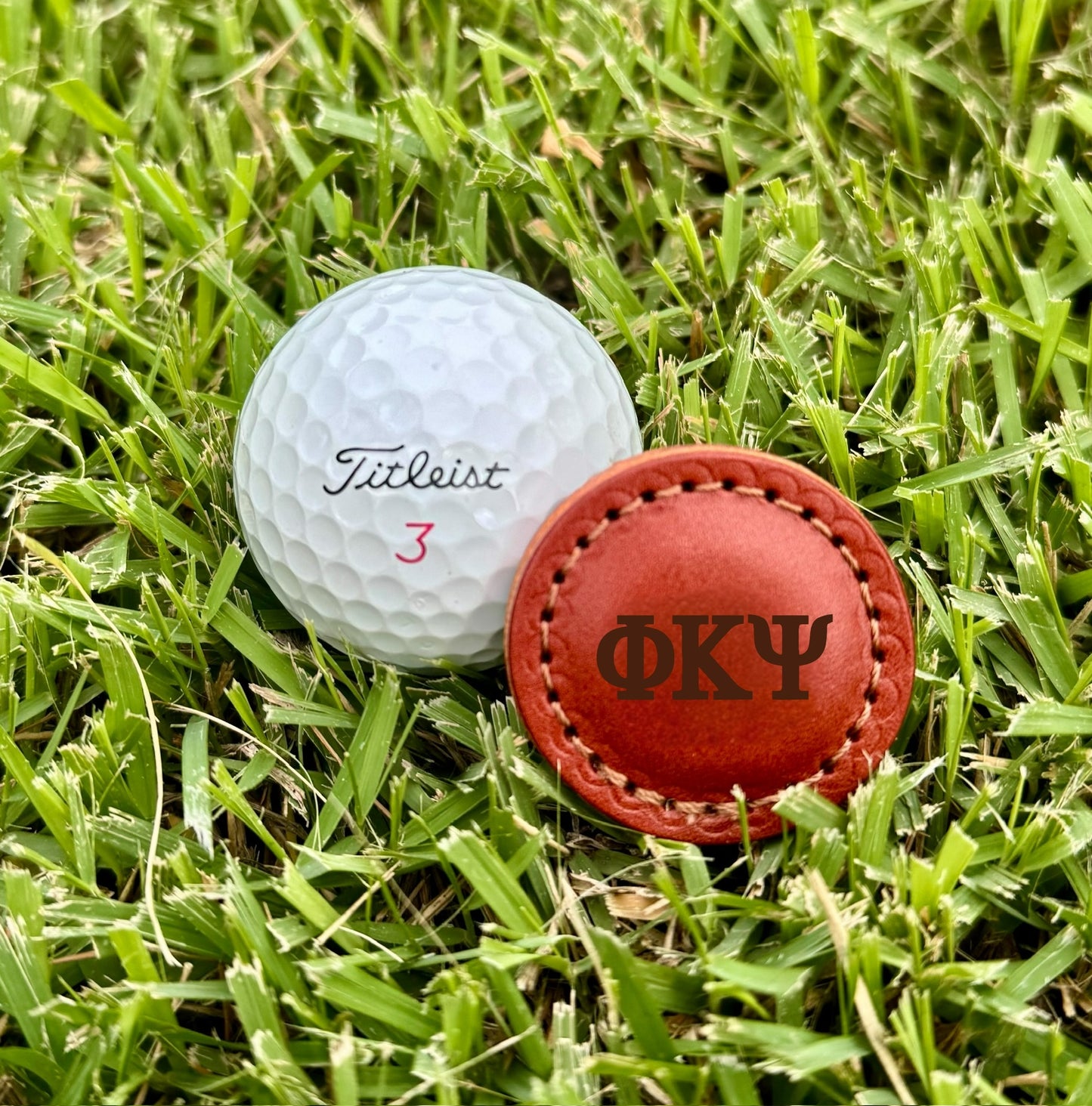 Phi Kappa Psi (ΦΚΨ) Leather Golf Ball Markers – Set of 2