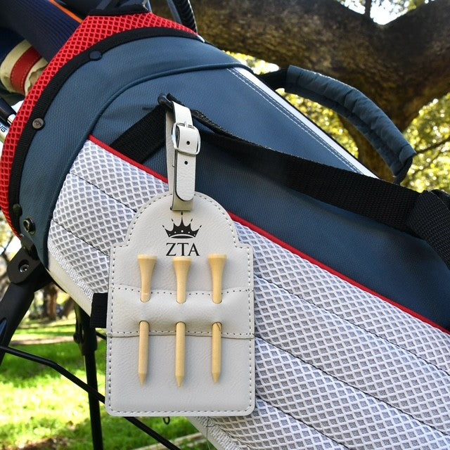 Luxury Leather Zeta Tau Alpha (ZTA) Golf Tee Holder