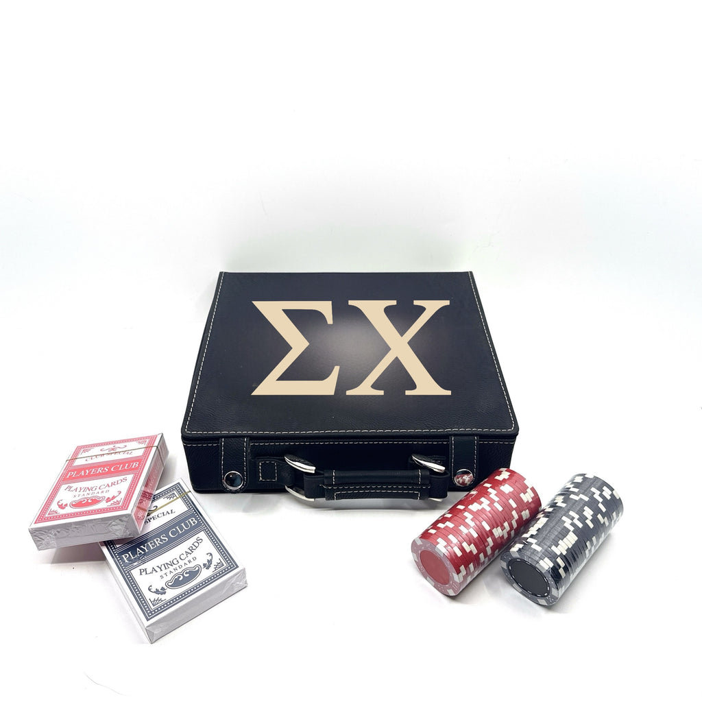Sigma Chi (ΣΧ) Leather Poker Set