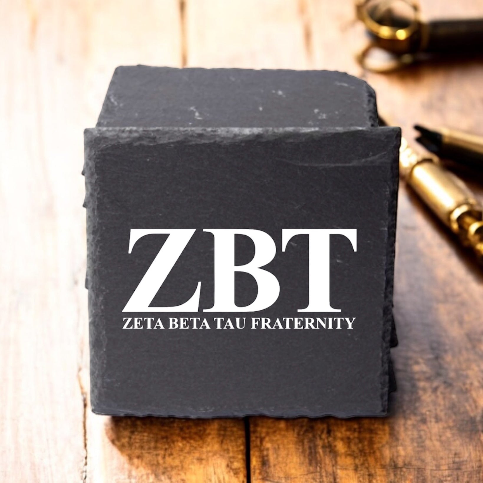 Zeta Beta Tau (ZBT) Slate Coasters (4)
