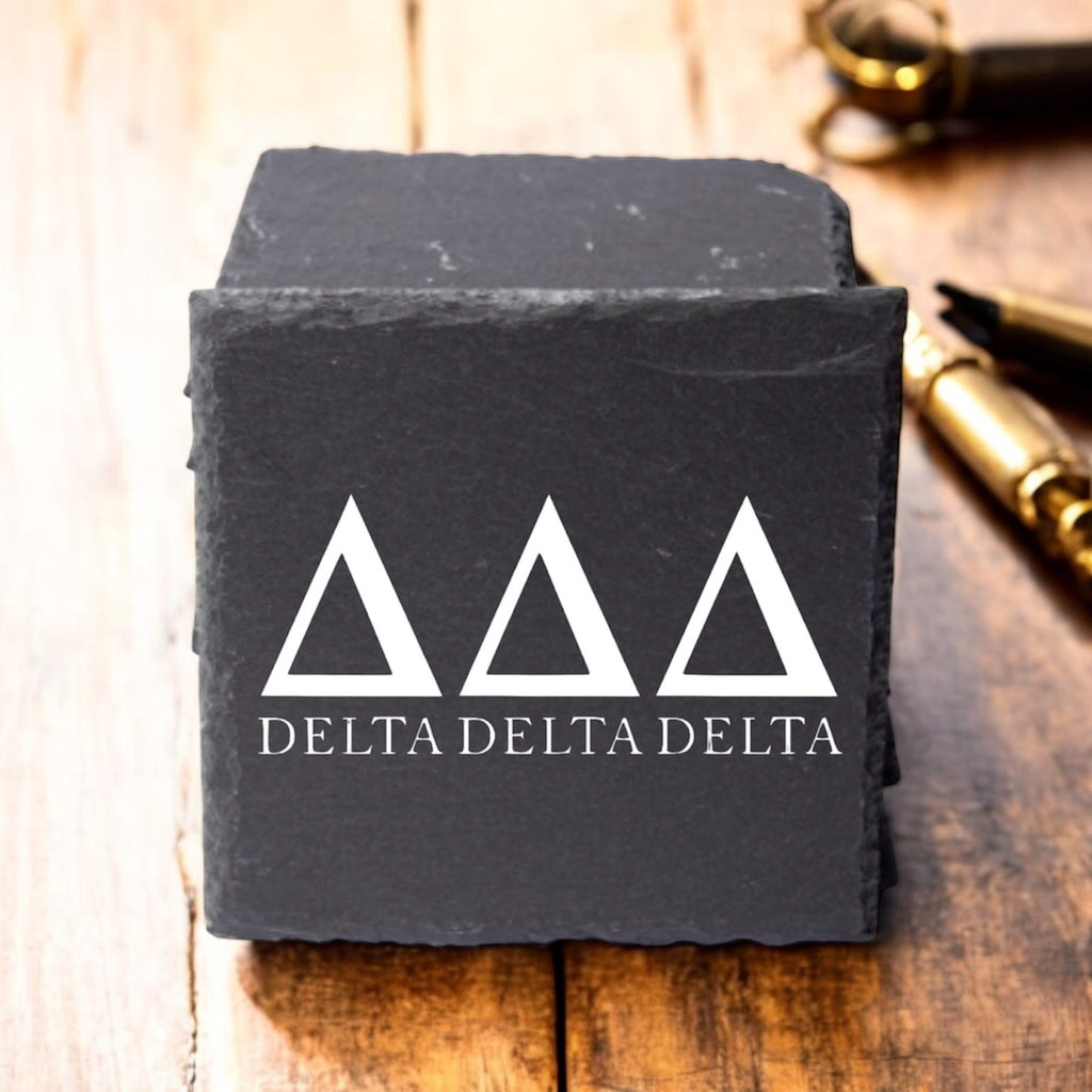 Delta Delta Delta (ΔΔΔ) Slate Coasters (4)