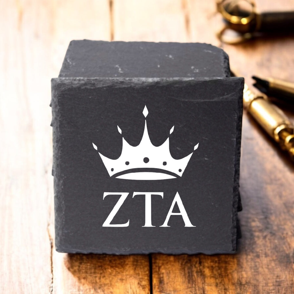 Zeta Tau Alpha (ZTA) Slate Coasters (4)