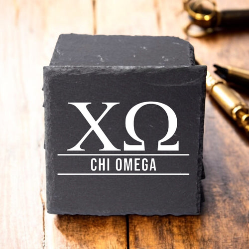 Chi Omega (ΧΩ) Slate Coasters (4)