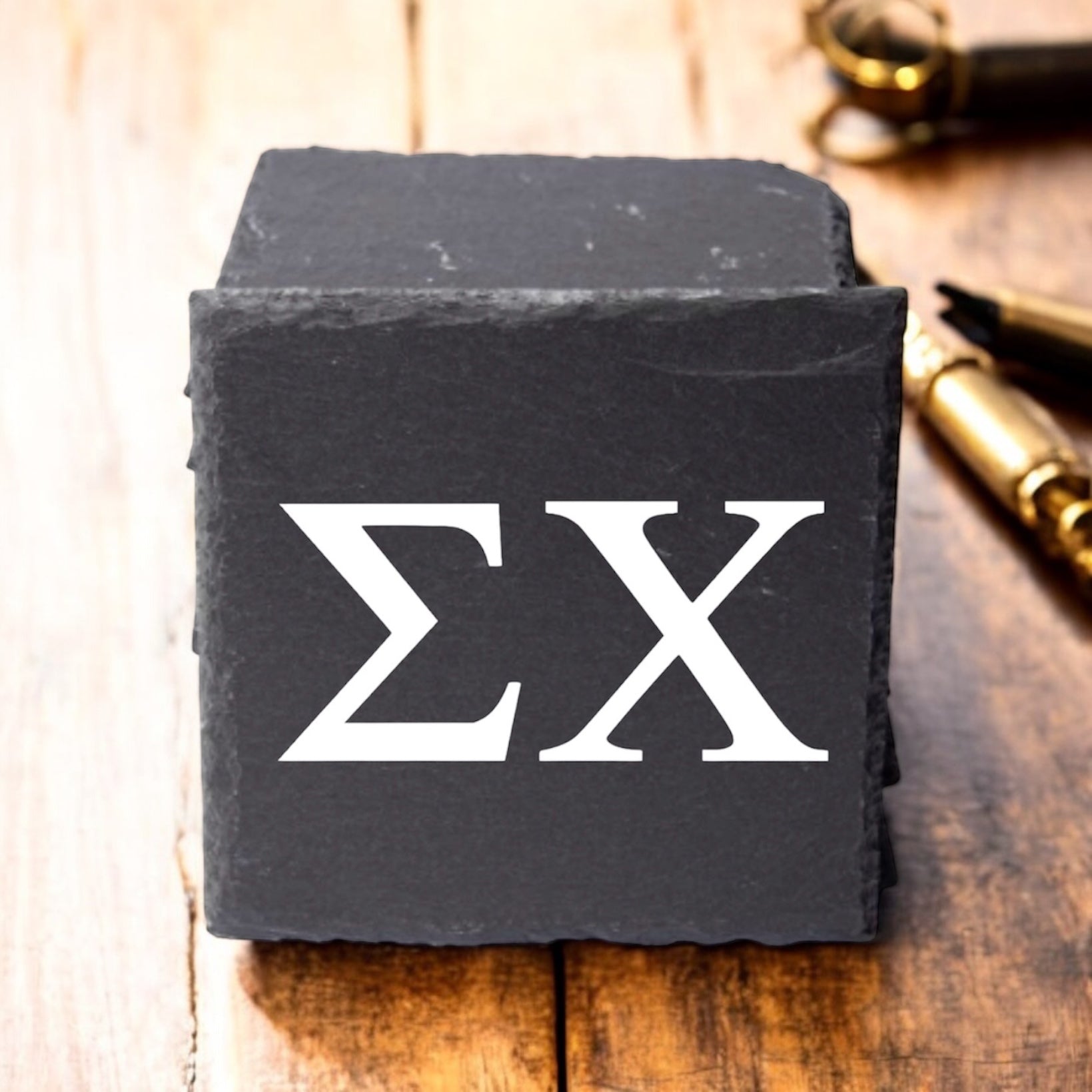 Sigma Chi (ΣΧ) Slate Coasters (4)