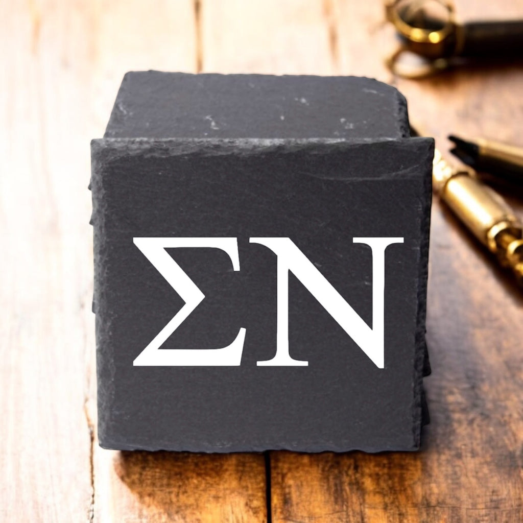 Sigma Nu (ΣΝ) Slate Coasters (4)