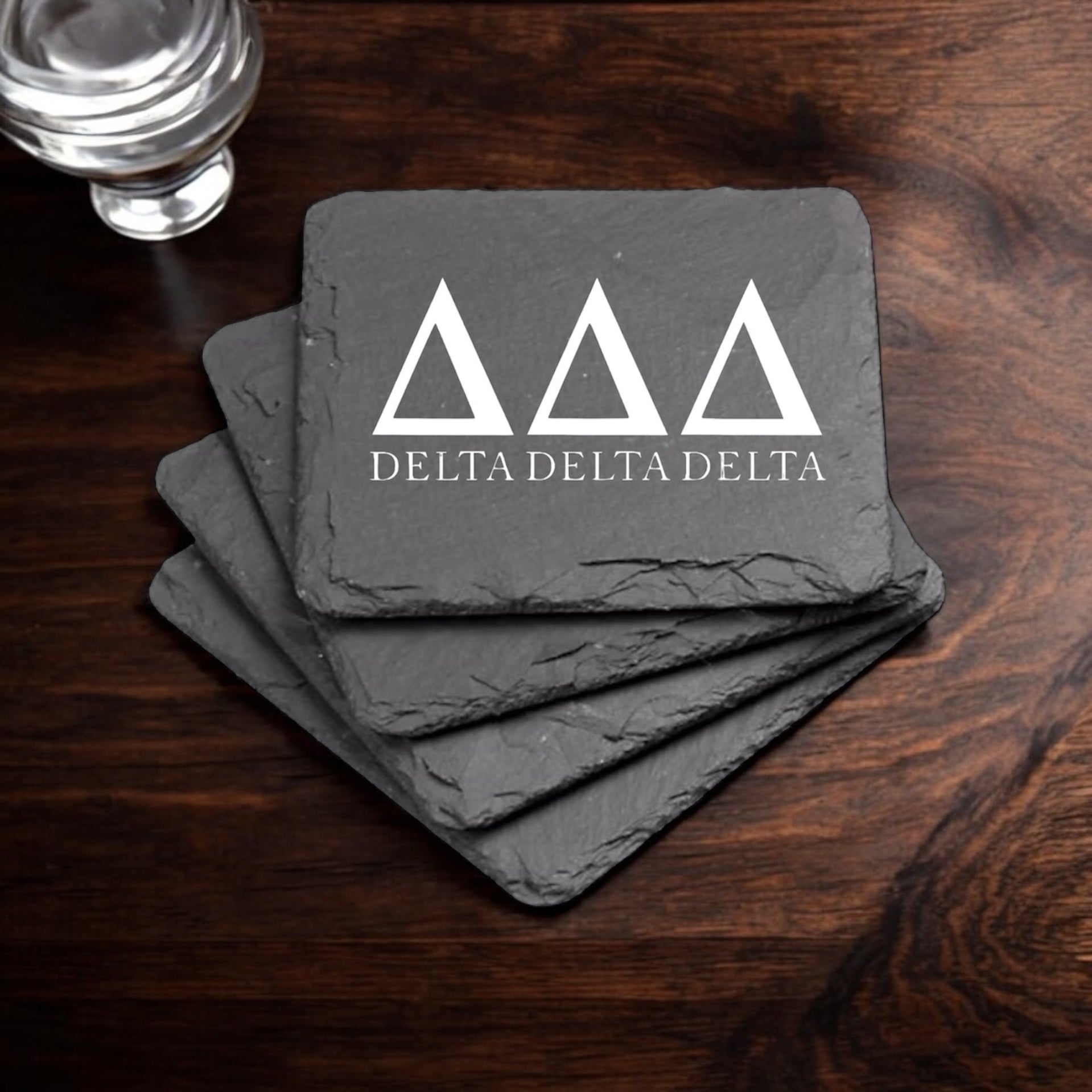 Delta Delta Delta (ΔΔΔ) Slate Coasters (4)