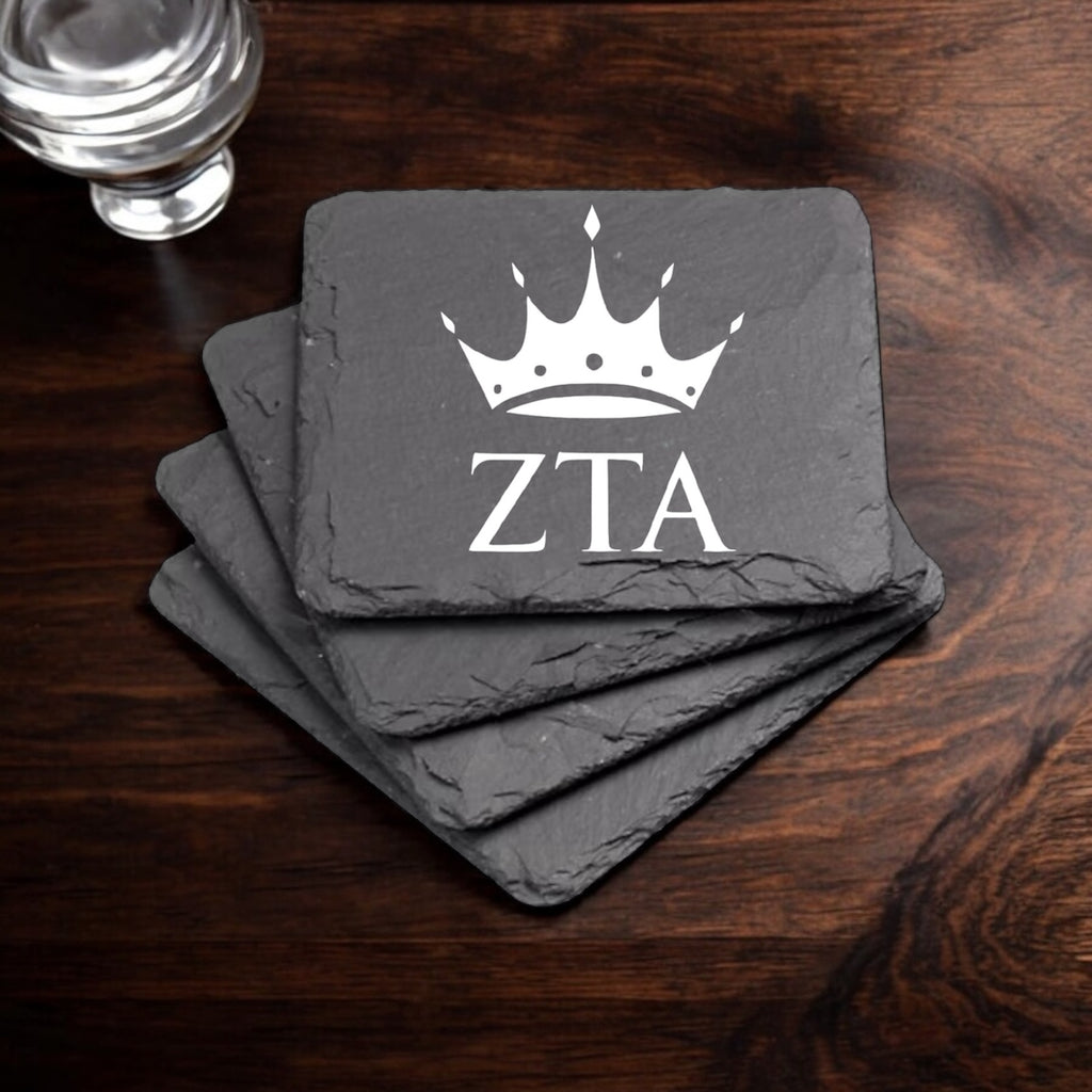 Zeta Tau Alpha (ZTA) Slate Coasters (4)