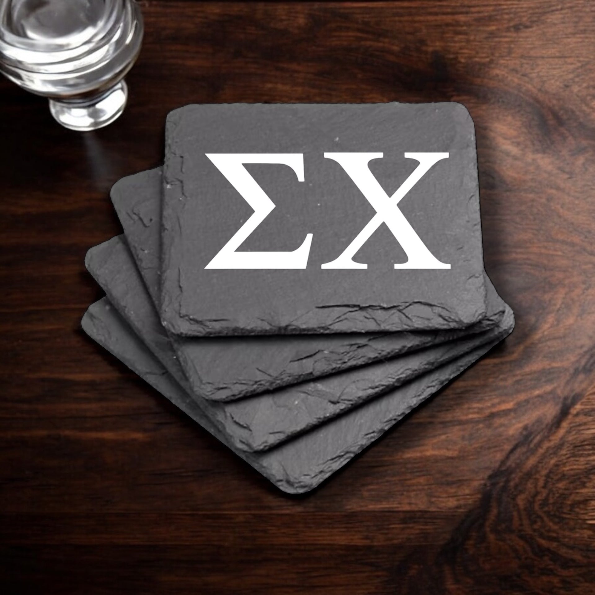 Sigma Chi (ΣΧ) Slate Coasters (4)