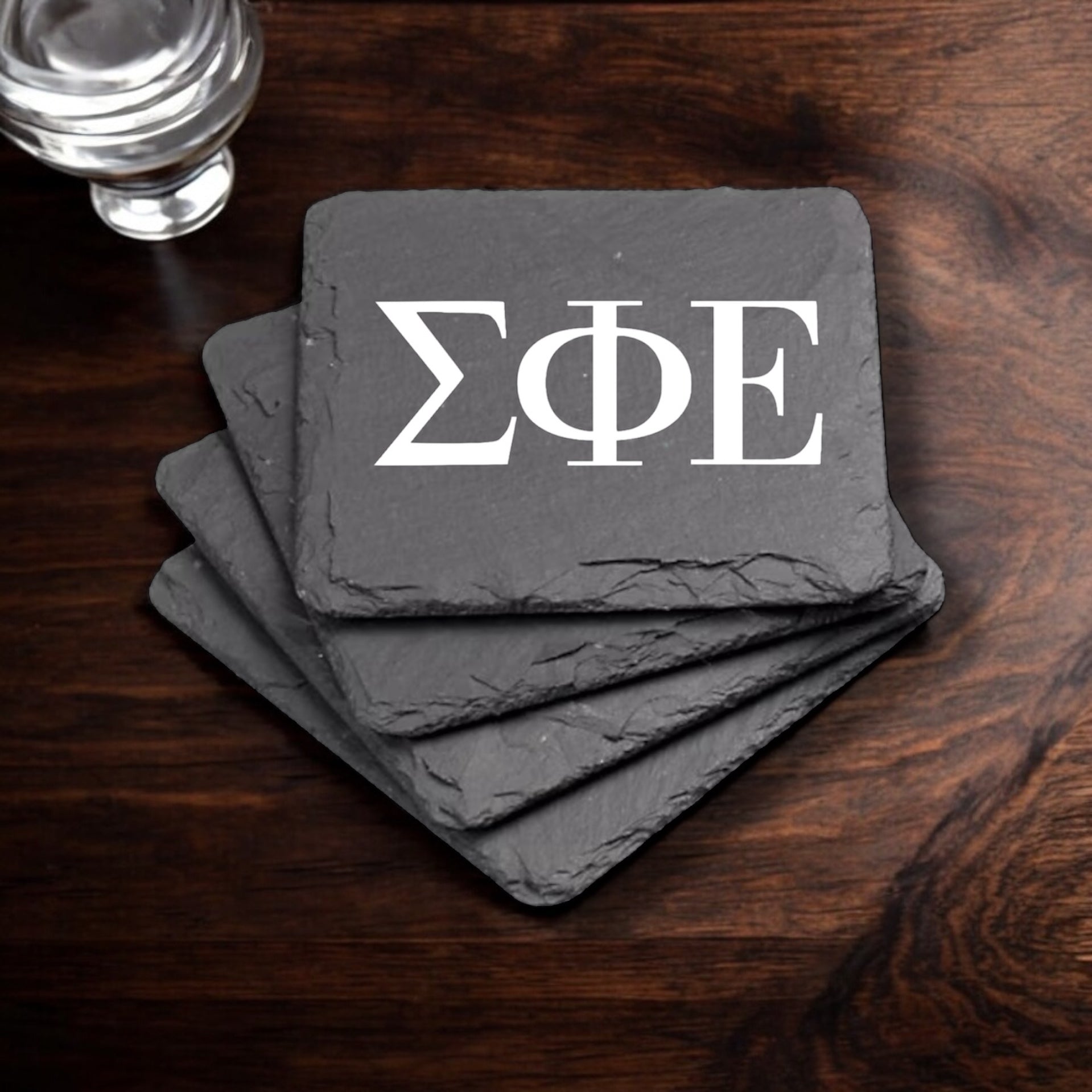 Sigma Phi Epsilon (ΣΦΕ) Slate Coasters (4)