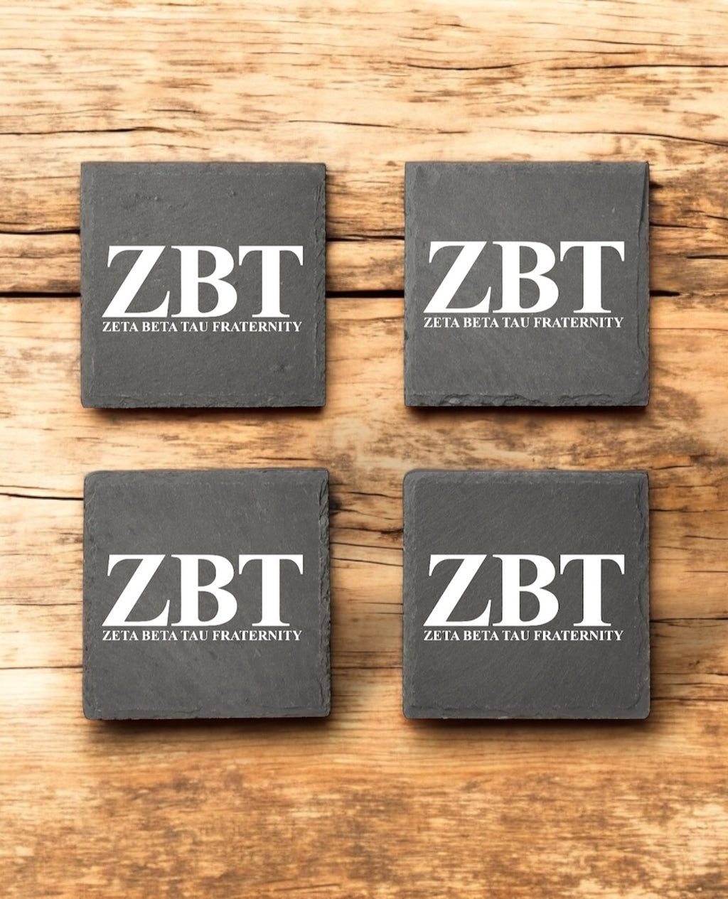 Zeta Beta Tau (ZBT) Slate Coasters (4)