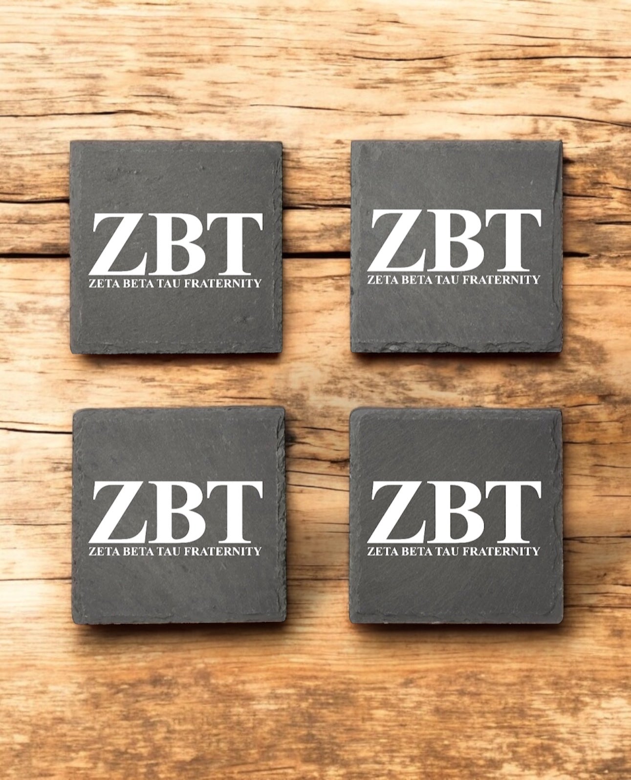 Zeta Beta Tau (ZBT) Slate Coasters (4)