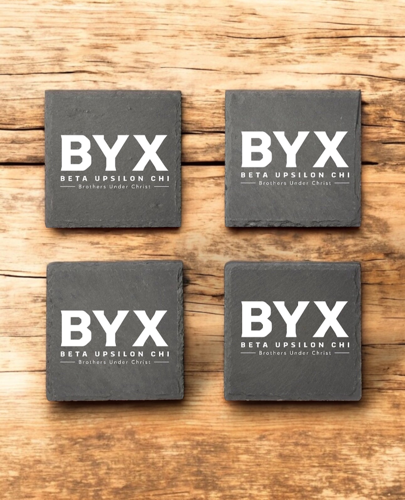 Beta Upsilon Chi (BYX) Slate Coasters (4)