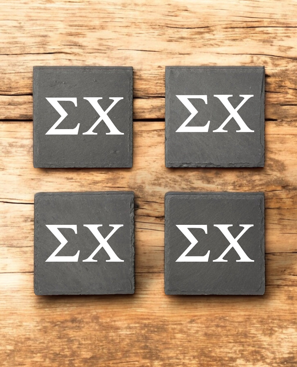 Sigma Chi (ΣΧ) Slate Coasters (4)