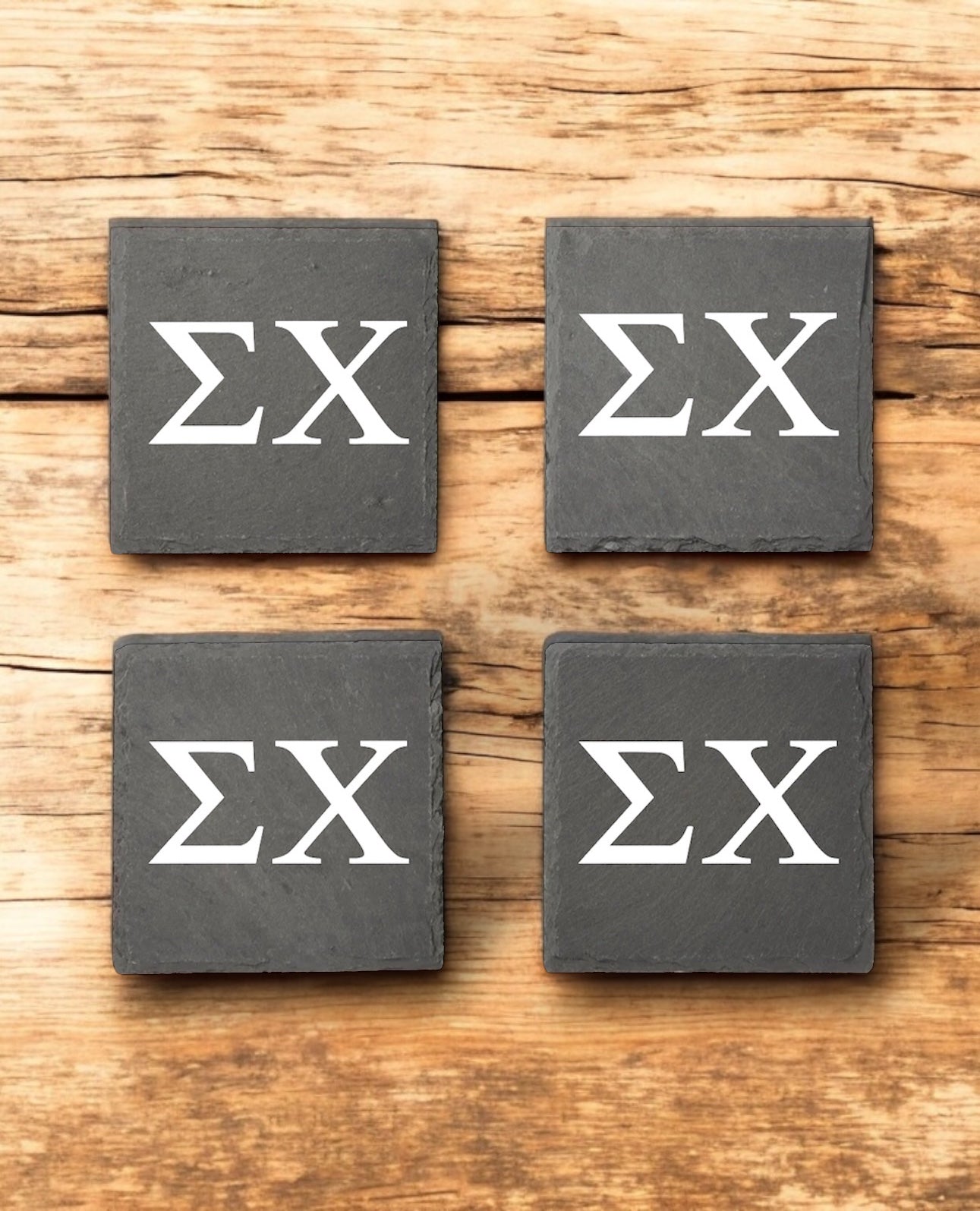 Sigma Chi (ΣΧ) Slate Coasters (4)