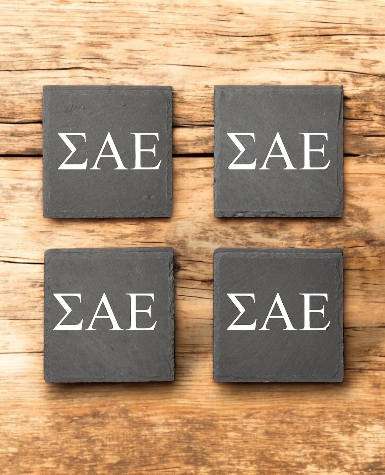 Sigma Alpha Epsilon (ΣΑΕ) Slate Coasters (4)