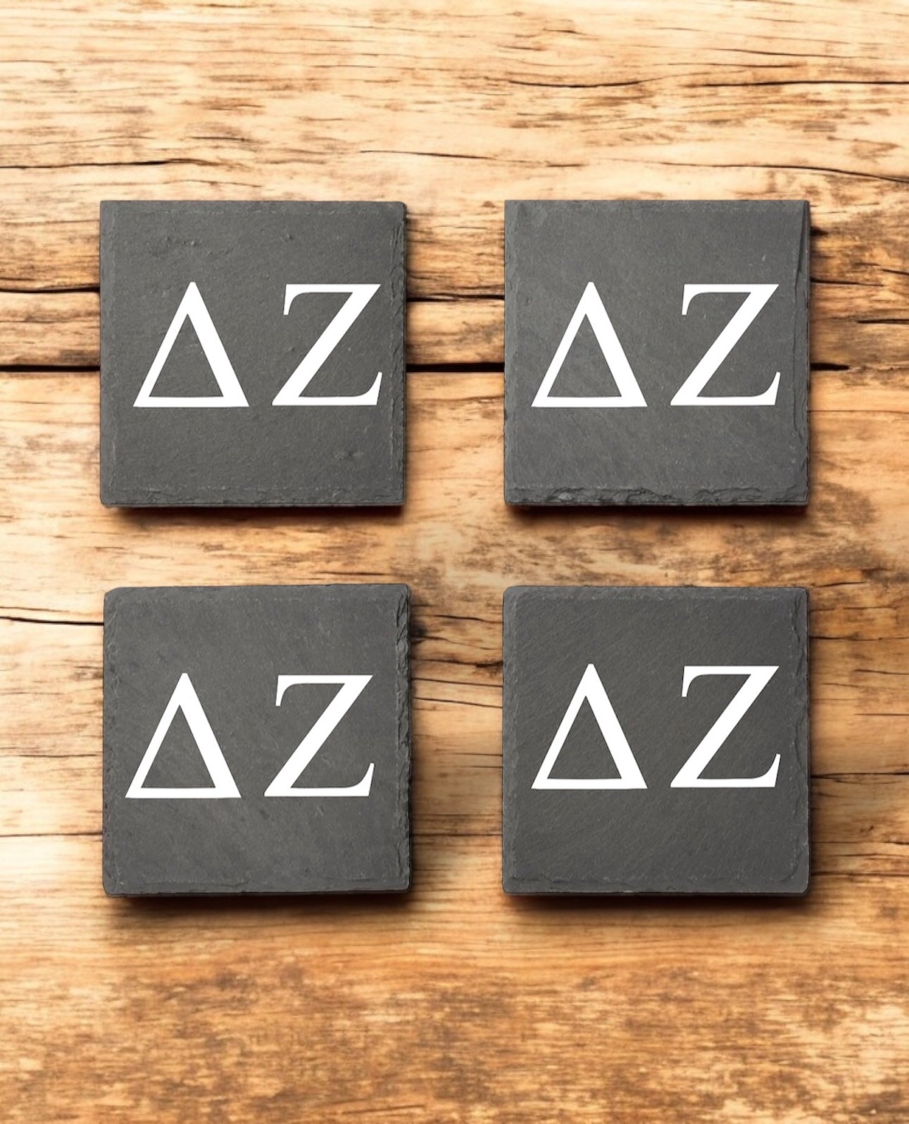Delta Zeta (ΔΖ) Slate Coasters (4)