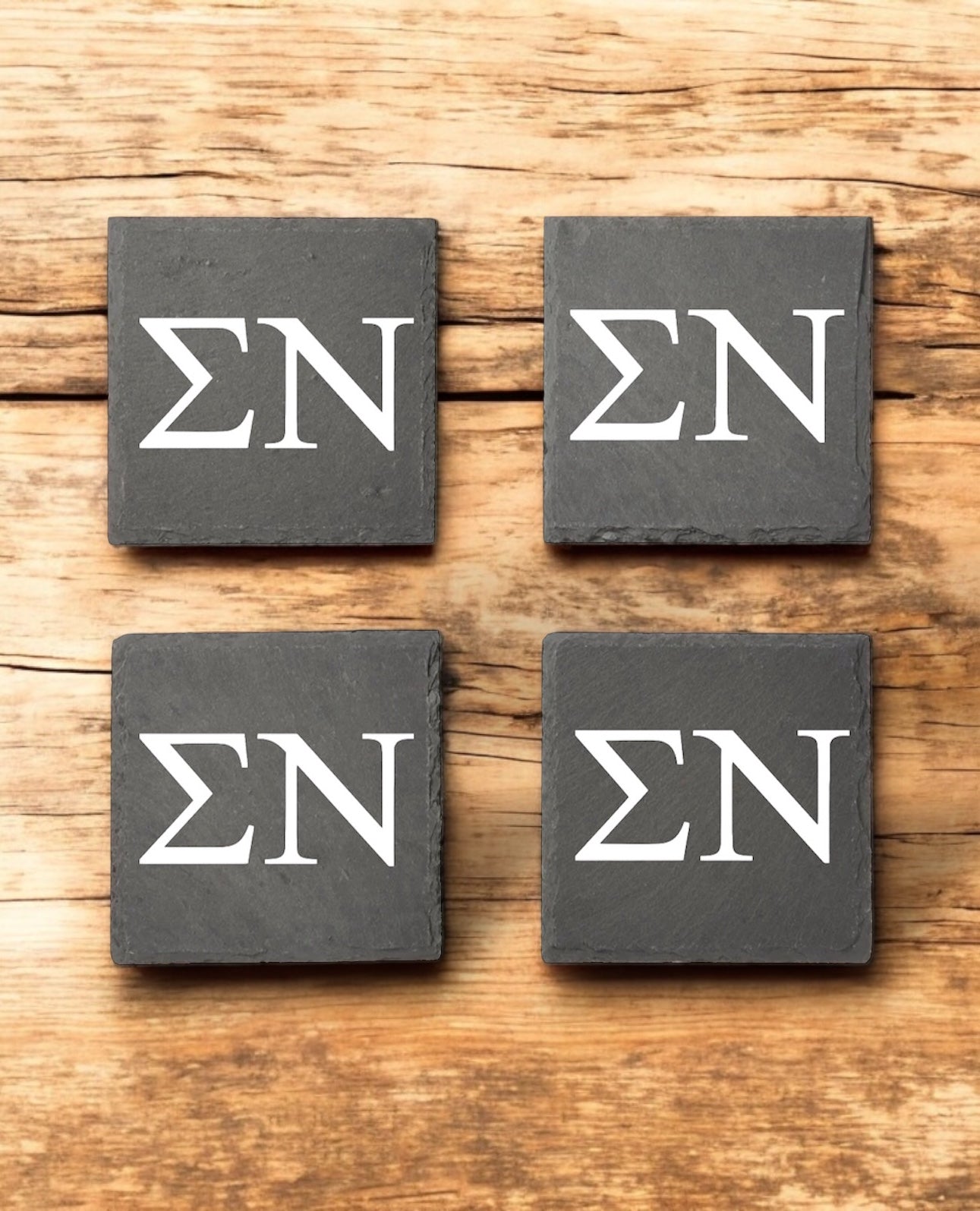 Sigma Nu (ΣΝ) Slate Coasters (4)