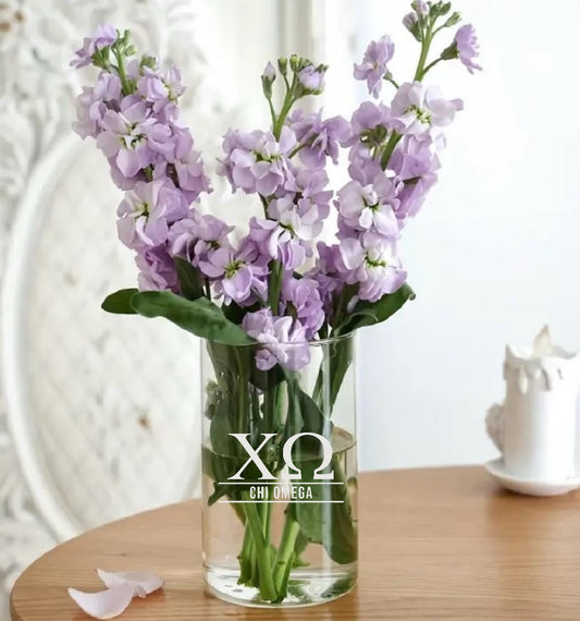 Chi Omega (ΧΩ) Glass Flower Vase