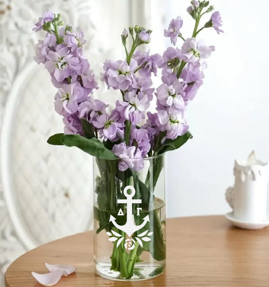 Delta Gamma (ΔΓ) Glass Flower Vase