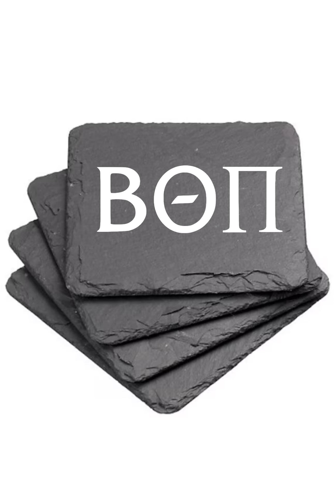 Beta Theta Pi Slate Coasters (4) | Beta Coasters| Custom Fraternity Gifts| Greek Life Gift| College Gift| Officially Licensed Accessories