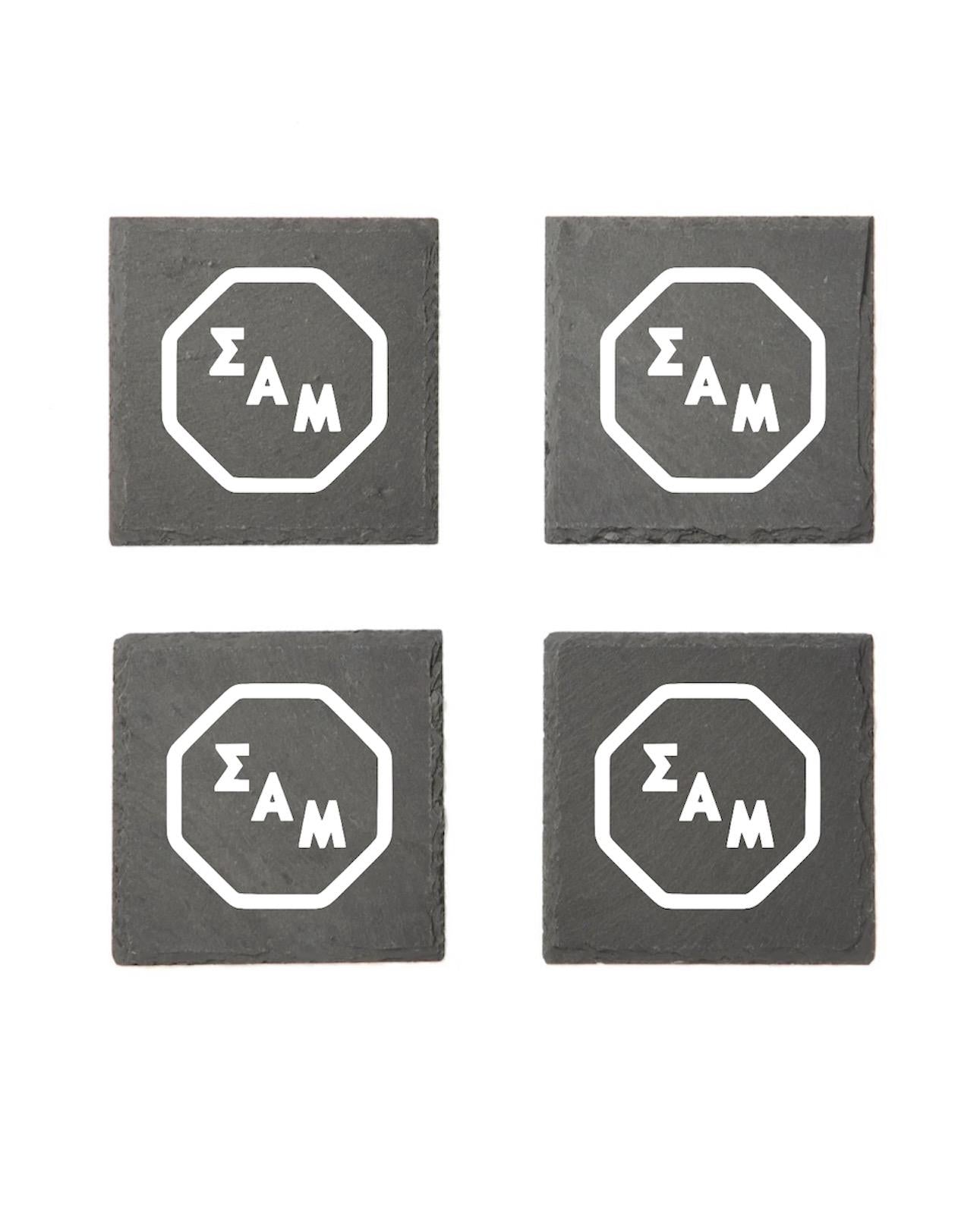 Sigma Alpha Mu Slate Coasters (4) | Sammy Coasters| Custom Fraternity Gifts| Greek Life Gift| College Gift| Officially Licensed Accessories