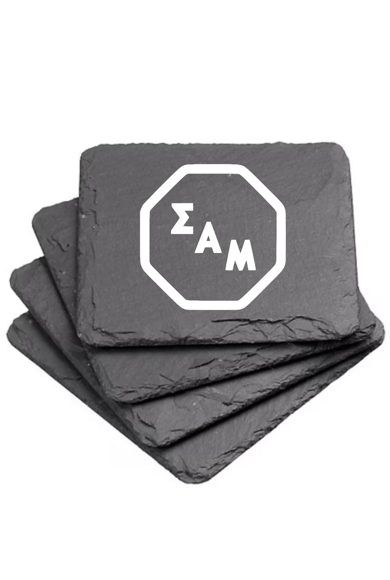 Sigma Alpha Mu Slate Coasters (4) | Sammy Coasters| Custom Fraternity Gifts| Greek Life Gift| College Gift| Officially Licensed Accessories