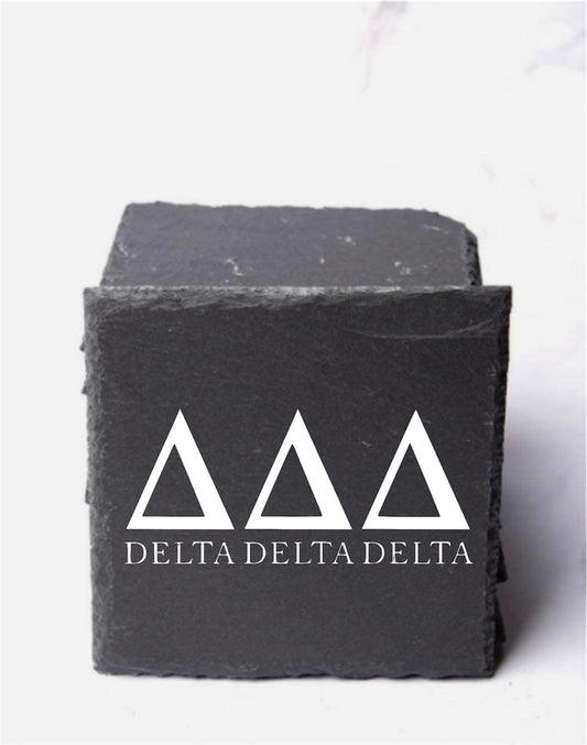 Delta Delta Delta Slate Coasters (4)| Tri Delt Coasters| Custom Sorority Gifts| Greek Life| College Gifts| Officially Licensed Accessories