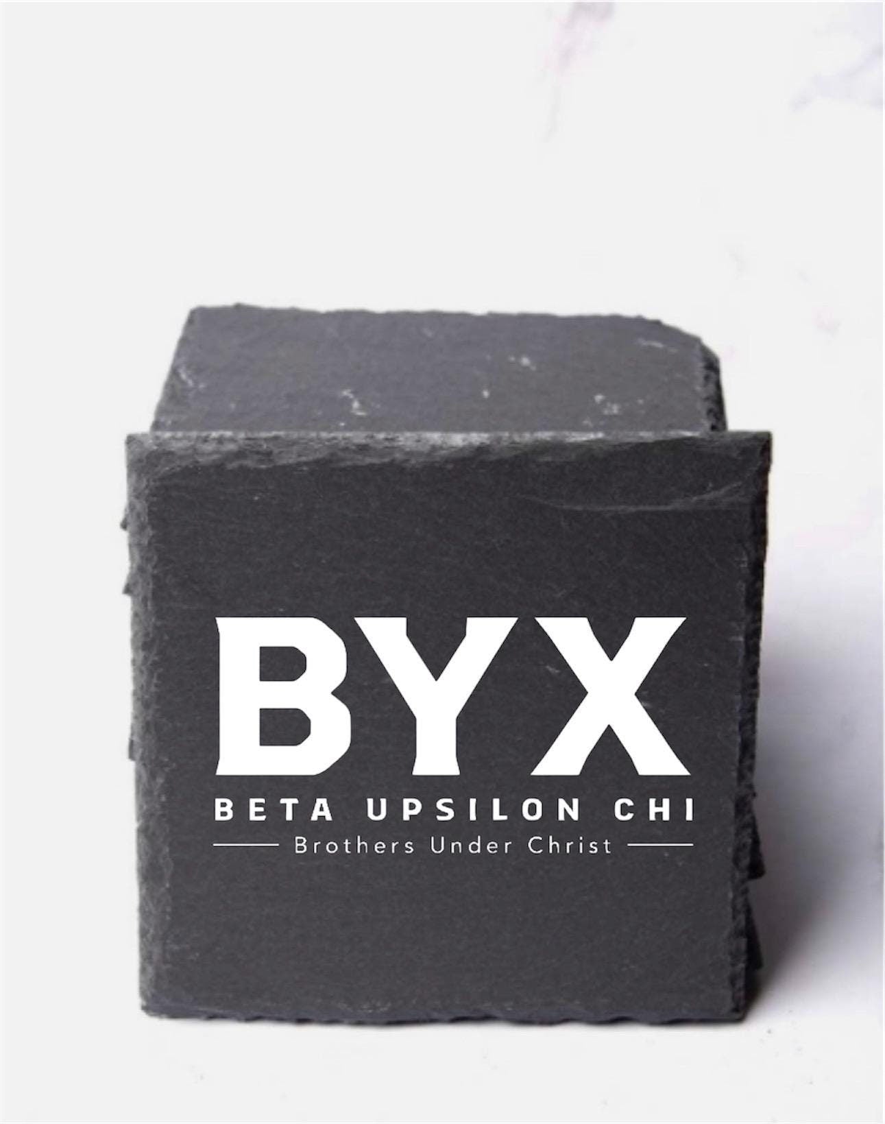 Beta Upsilon Chi Slate Coasters (4) | BYX Coasters| Custom Fraternity Gifts| Greek Life Gift| College Gift| Officially Licensed Accessories