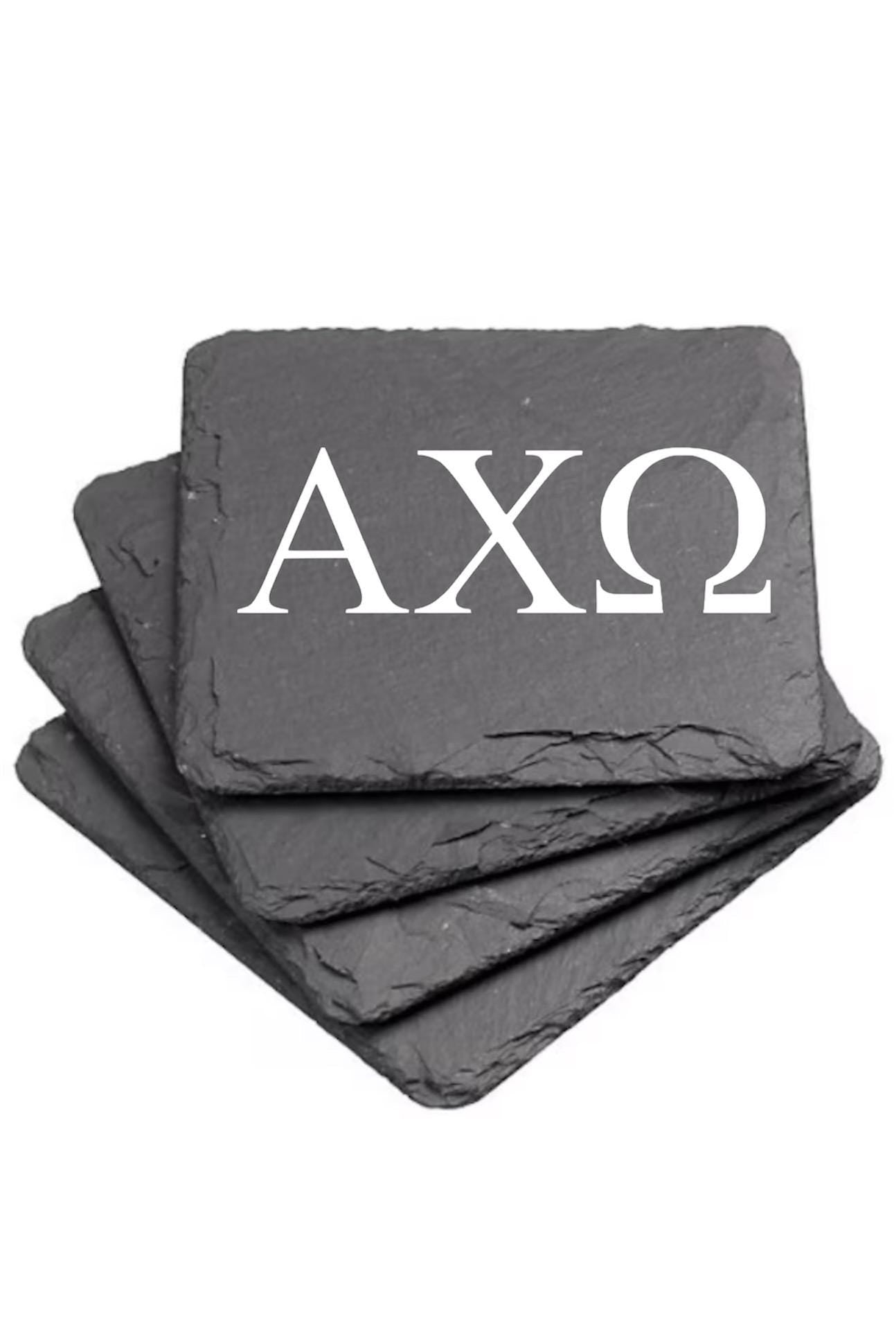 Alpha Chi Omega Slate Coasters (4)| A Chi O Coasters| Custom Sorority Gifts| Greek Life Gift| College Gift| Officially Licensed Accessories