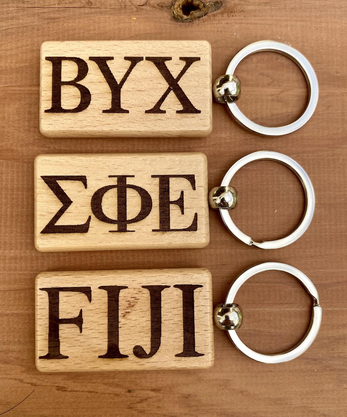 Custom Wooden Fraternity Keychains| Greek Life Keychains| Fraternity Gifts| Greek Life Gift | College Gifts| Officially Licensed Accessories