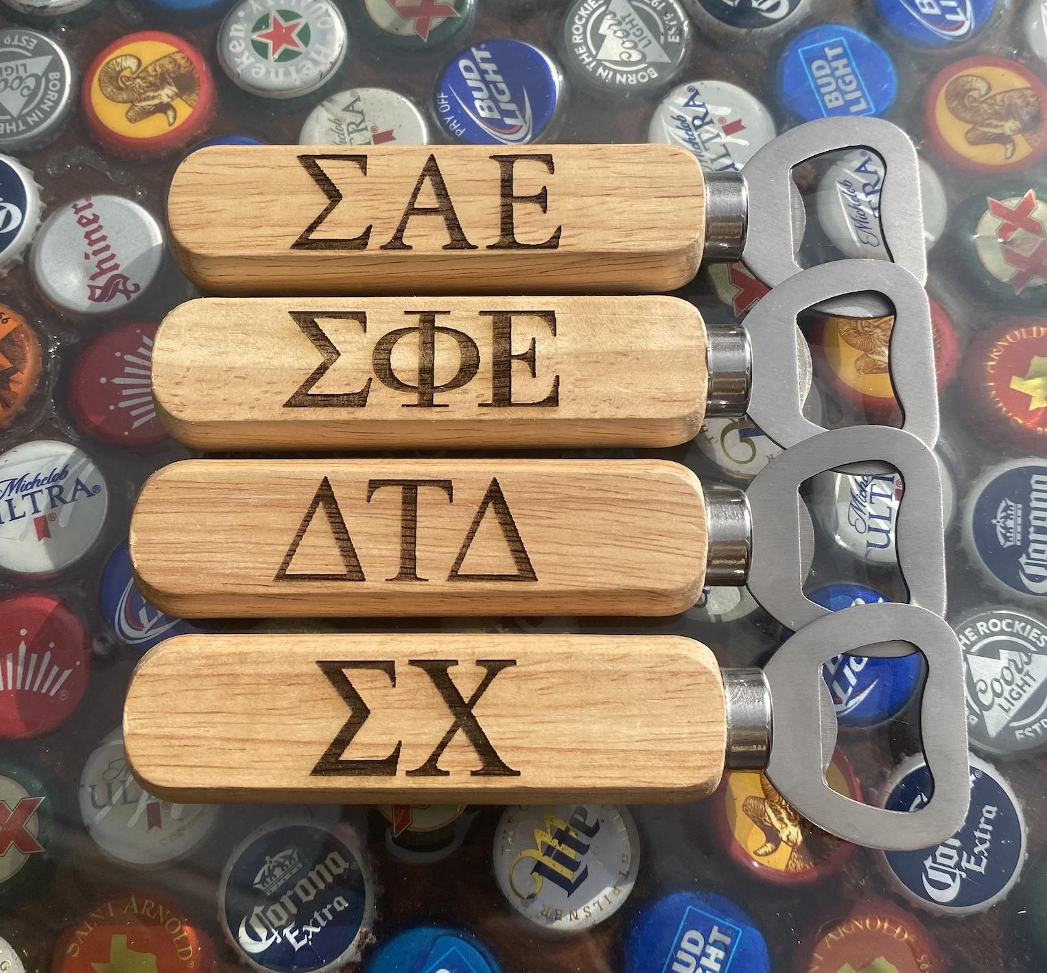 Custom Fraternity Wooden Handle Bottle Opener| Greek Life Bottle Openers| Fraternity Gifts| College Gift| Officially Licensed Accessories