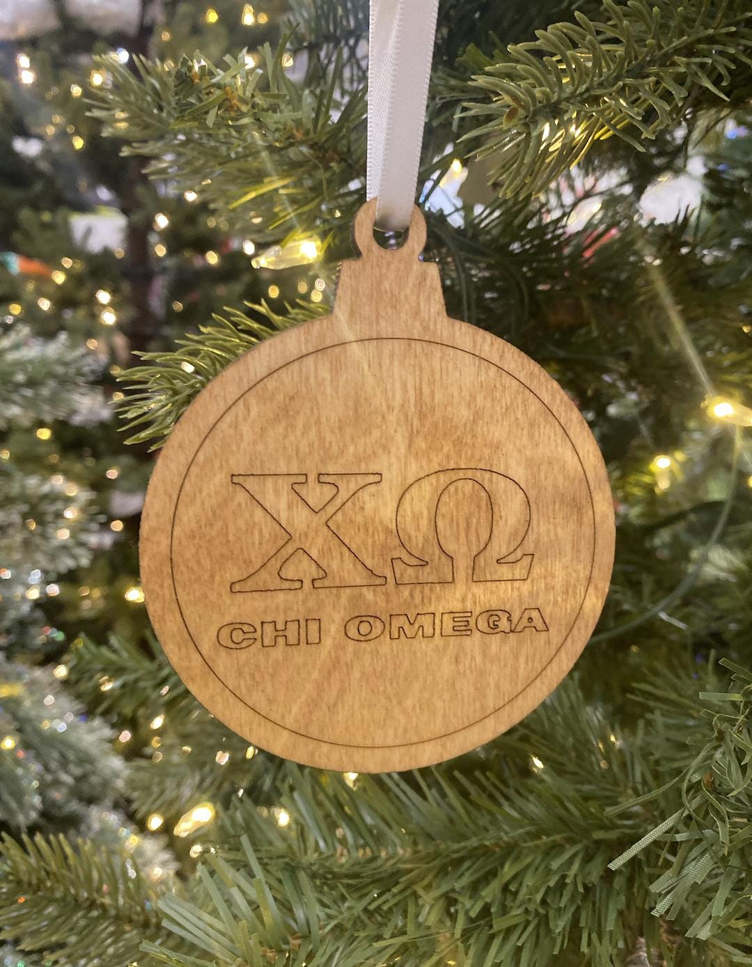 Chi Omega Wooden Ornament| Chi O Christmas| Custom Ornaments| Sorority Gifts| Greek Life Gift |College Gift| Officially Licensed Accessories