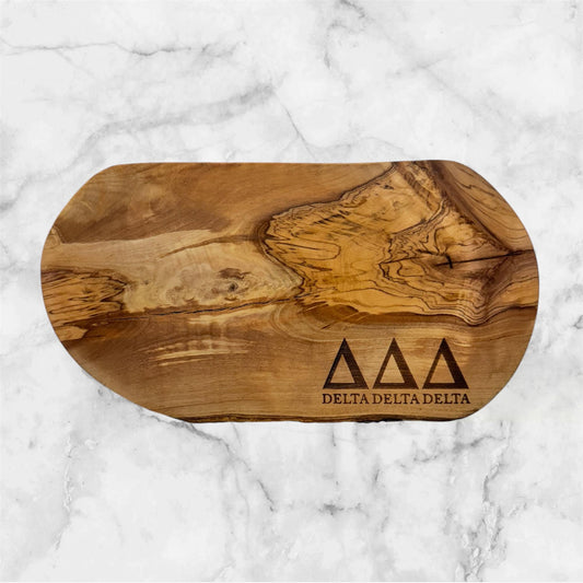 Custom Sorority Live Edge Olive Wood Cutting Board| Olive Wood Cutting Board|Soroity Gifts |College Gift| Officially Licensed Accessories