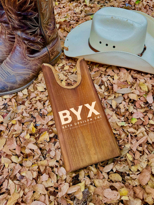 Beta Upsilon Chi (BYX) Fraternity Wooden Boot Jack| Custom Boot Jacks| Cowboy Boots Christan| College Gift| Officially Licensed Accessories