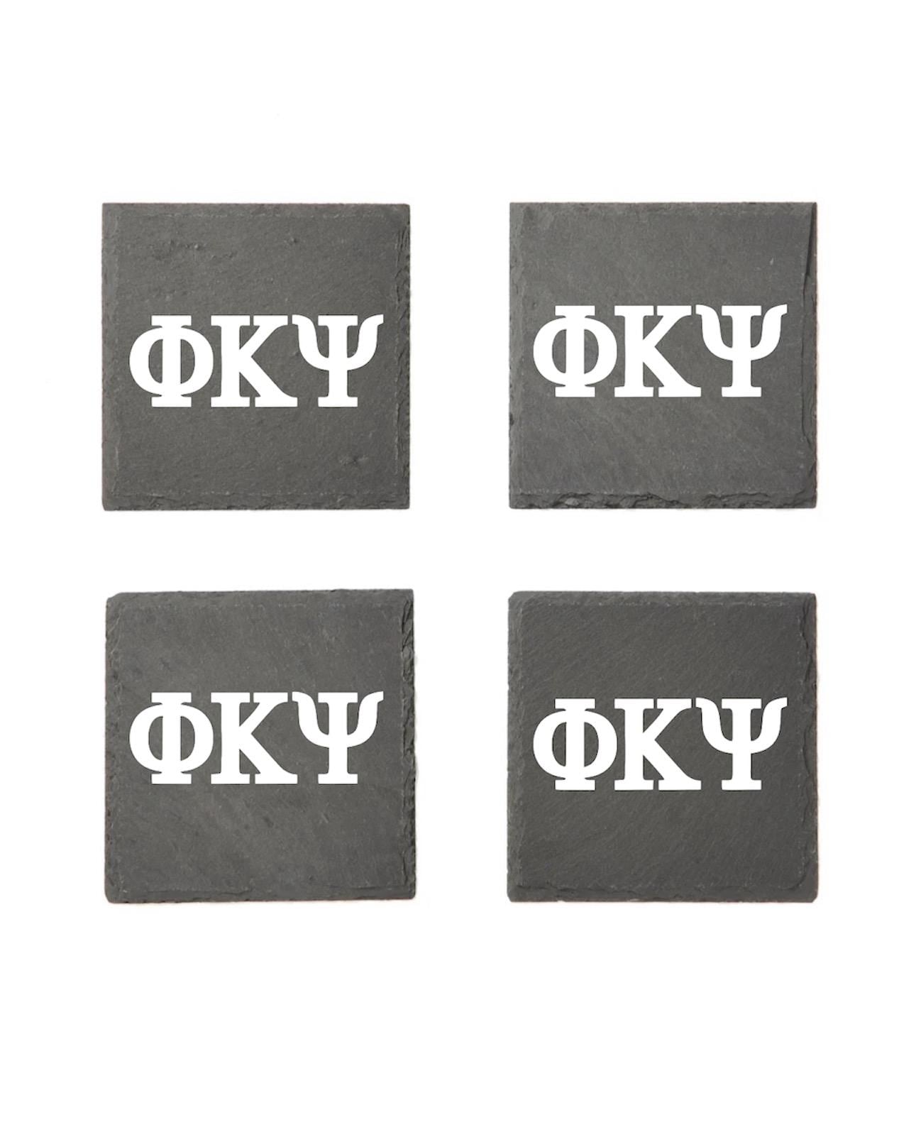 Phi Kappa Psi Slate Coasters (4) | Phi Psi Coasters| Custom Fraternity Gifts| Greek Life Gift| College Gift| Officially Licensed Accessories