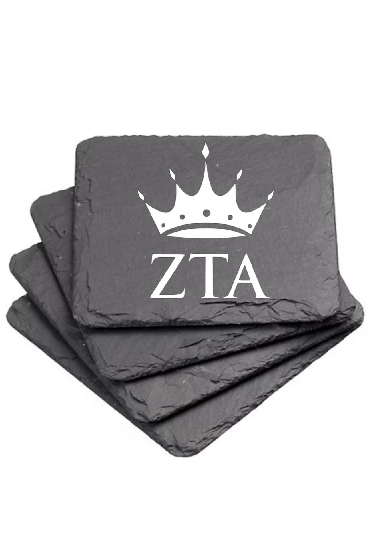 Zeta Tau Alpha Slate Coasters (4)| ZETA Coasters| Custom Sorority Gifts| Greek Life Gifts| College Gifts| Officially Licensed Accessories