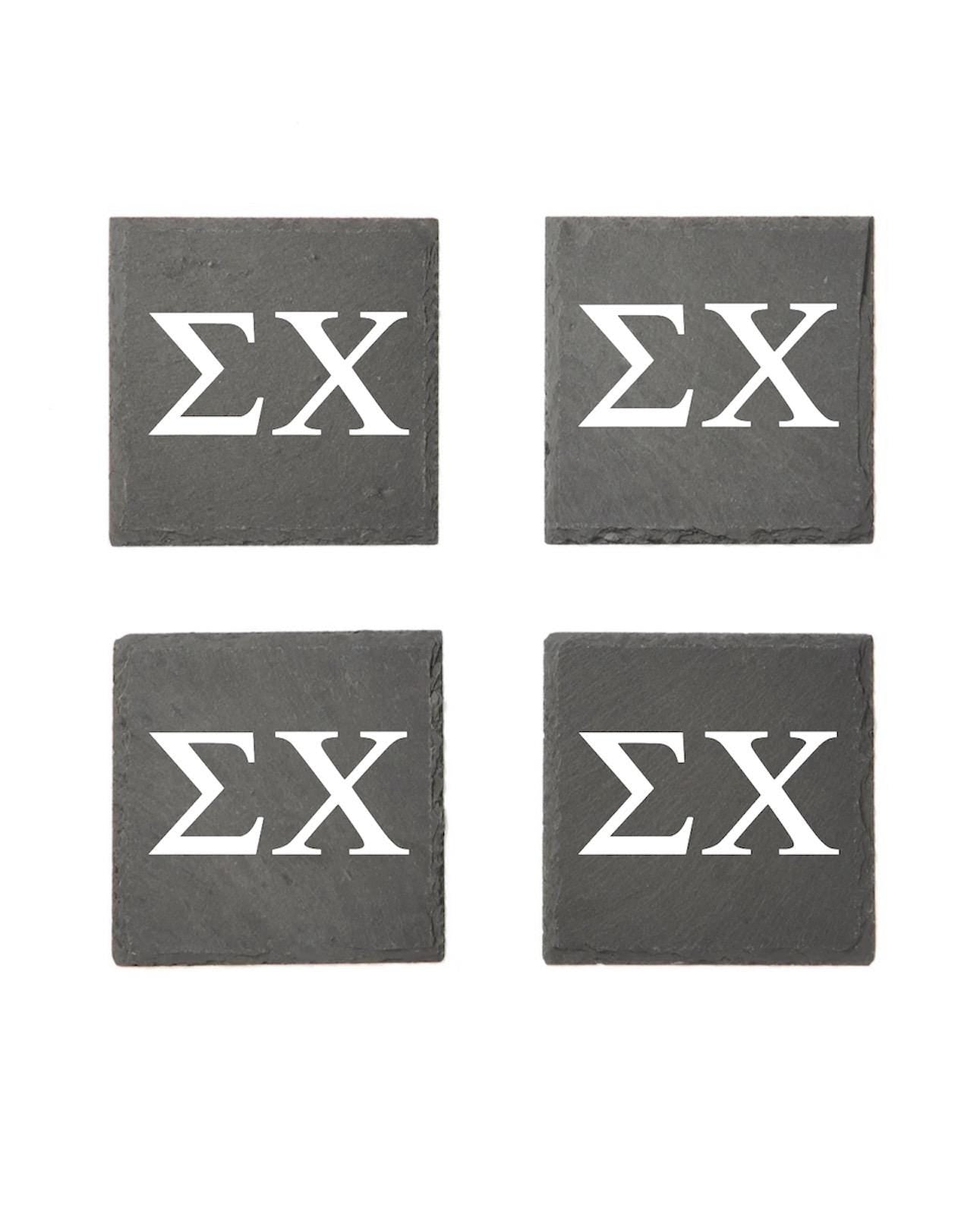 Sigma Chi Slate Coasters (4) | Sigma Chi Coasters| Custom Fraternity Gifts| Greek Life Gift| College Gift| Officially Licensed Accessories