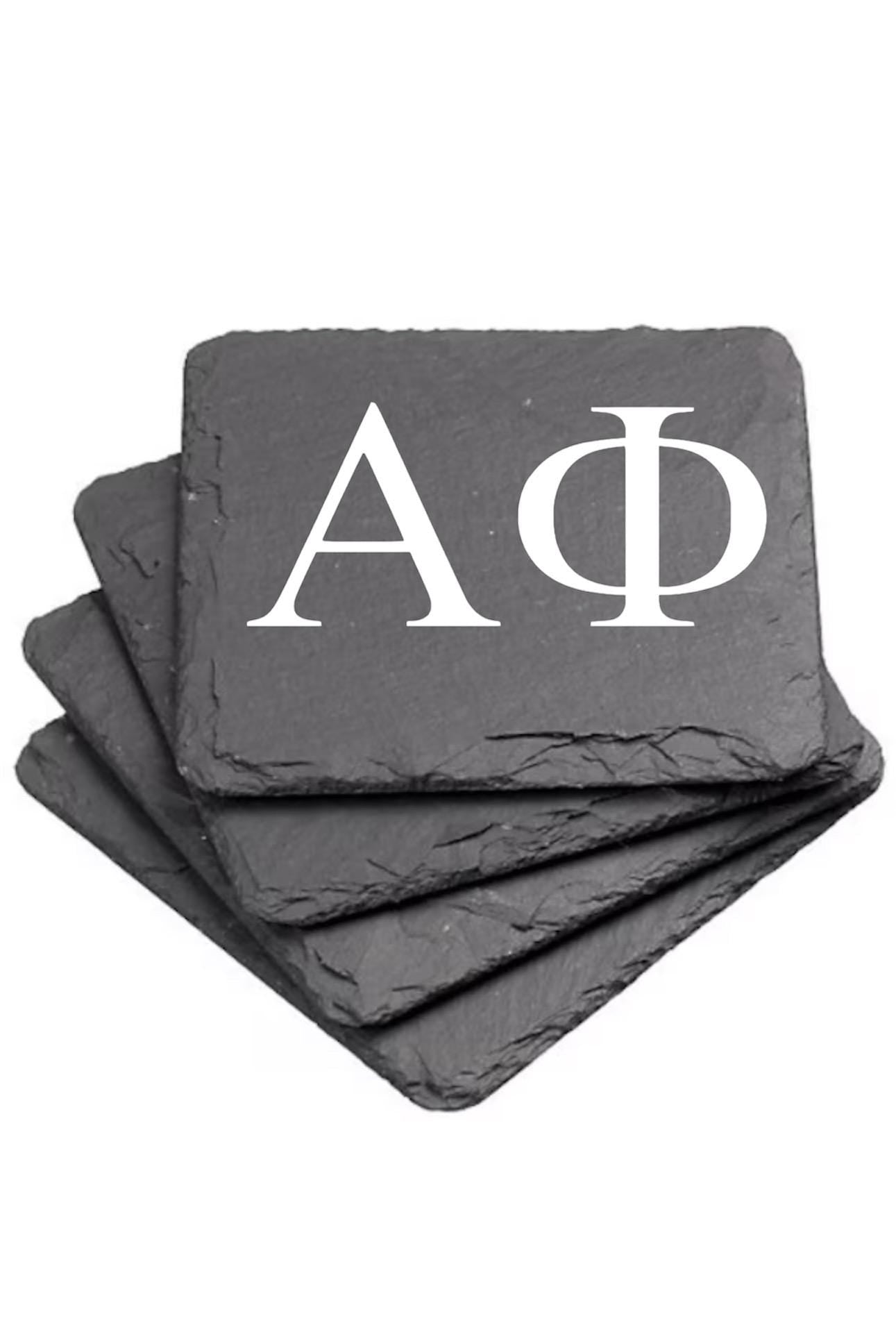 Alpha Phi Slate Coasters (4)| A Phi Coasters| Custom Sorority Gifts| Greek Life Gift| College Gift| Officially Licensed Accessories