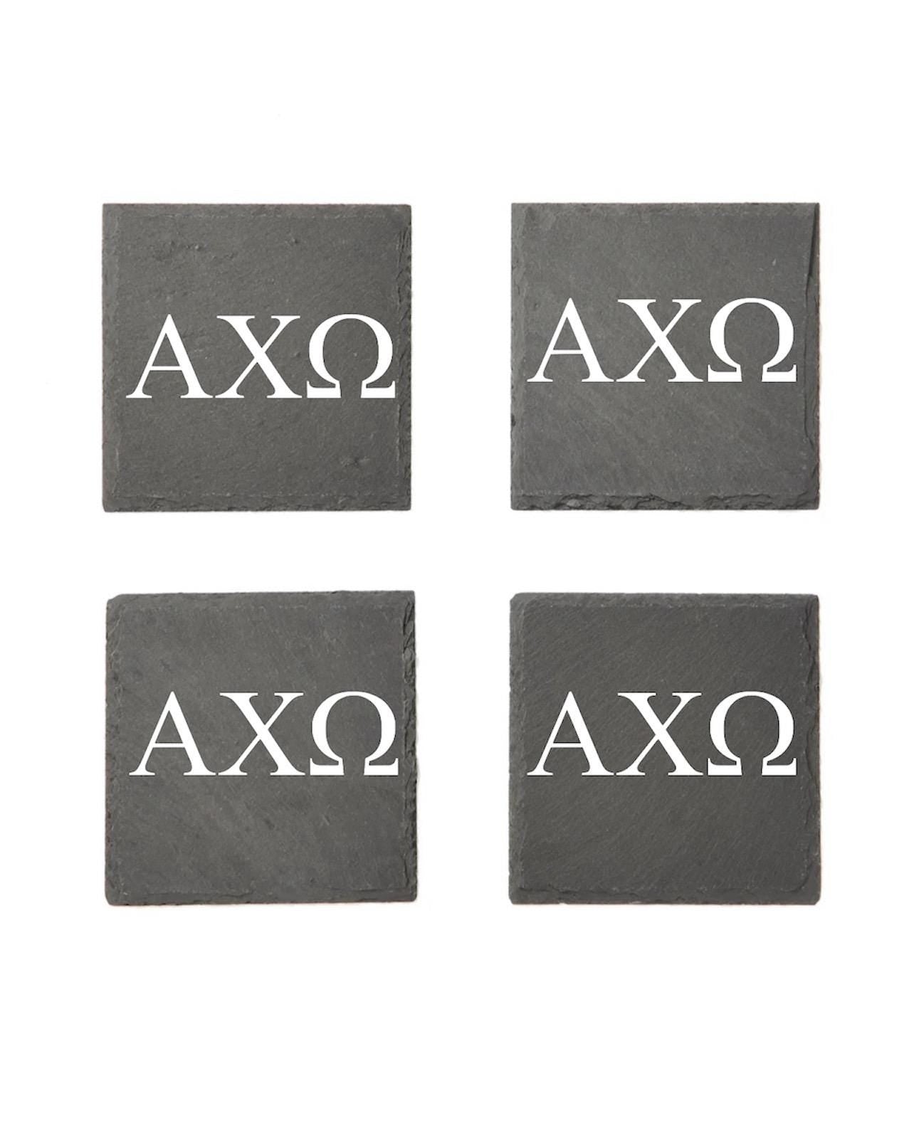 Alpha Chi Omega Slate Coasters (4)| A Chi O Coasters| Custom Sorority Gifts| Greek Life Gift| College Gift| Officially Licensed Accessories