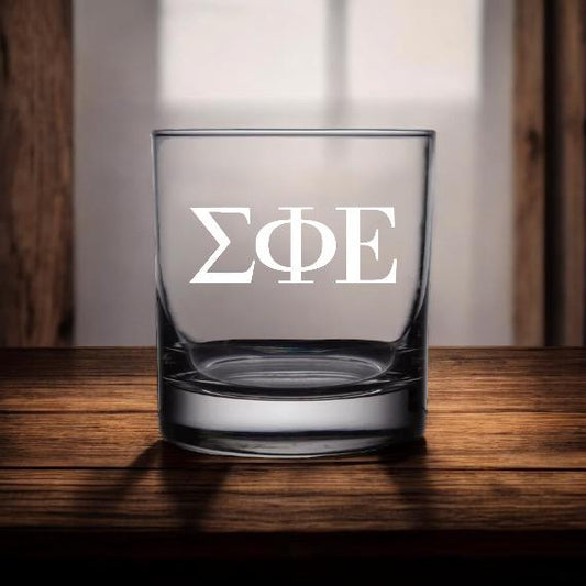 Custom Sigma Phi Epsilon ( Σ Φ Ε) Whiskey Glass| Greek Life 10.5 oz Glass | Fraternity Gifts| Alumni Gifts| Officially Licensed Accessories