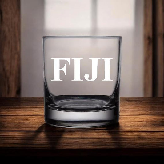 Custom FIJI Whiskey Glass| Greek Life 10.5 oz Glass | Fraternity Gifts| Alumni Gifts| College Gifts| Officially Licensed Accessories