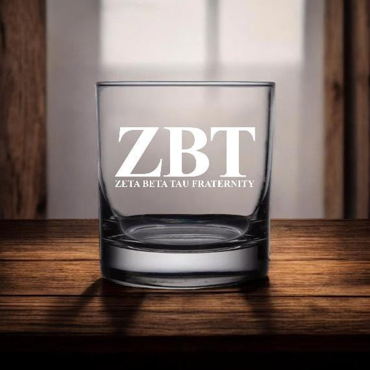 Custom Zeta Beta Tau (ZBT) Whiskey Glass| Greek Life 10.5 oz Glass | Fraternity Gifts| Alumni Gifts|College| Officially Licensed Accessories