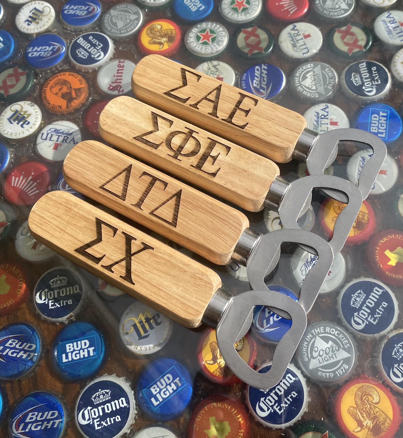 Custom Fraternity Wooden Handle Bottle Opener| Greek Life Bottle Openers| Fraternity Gifts| College Gift| Officially Licensed Accessories