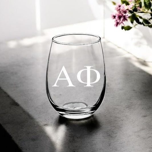 Custom Alpha Phi Sorority Wine Glasses| Greek Life 15 oz Glass | Sorority Gifts| Big Little Gifts| College| Officially Licensed Accessories