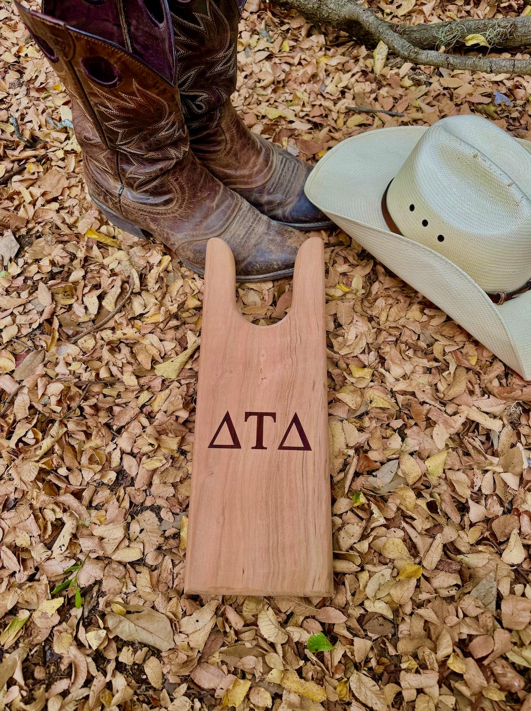 Custom Fraternity & Sorority Cherry Wood Boot Jacks| Greek Life Boot Jacks| Cowboy Boot Gifts| College Gift| Officially Licensed Accessories