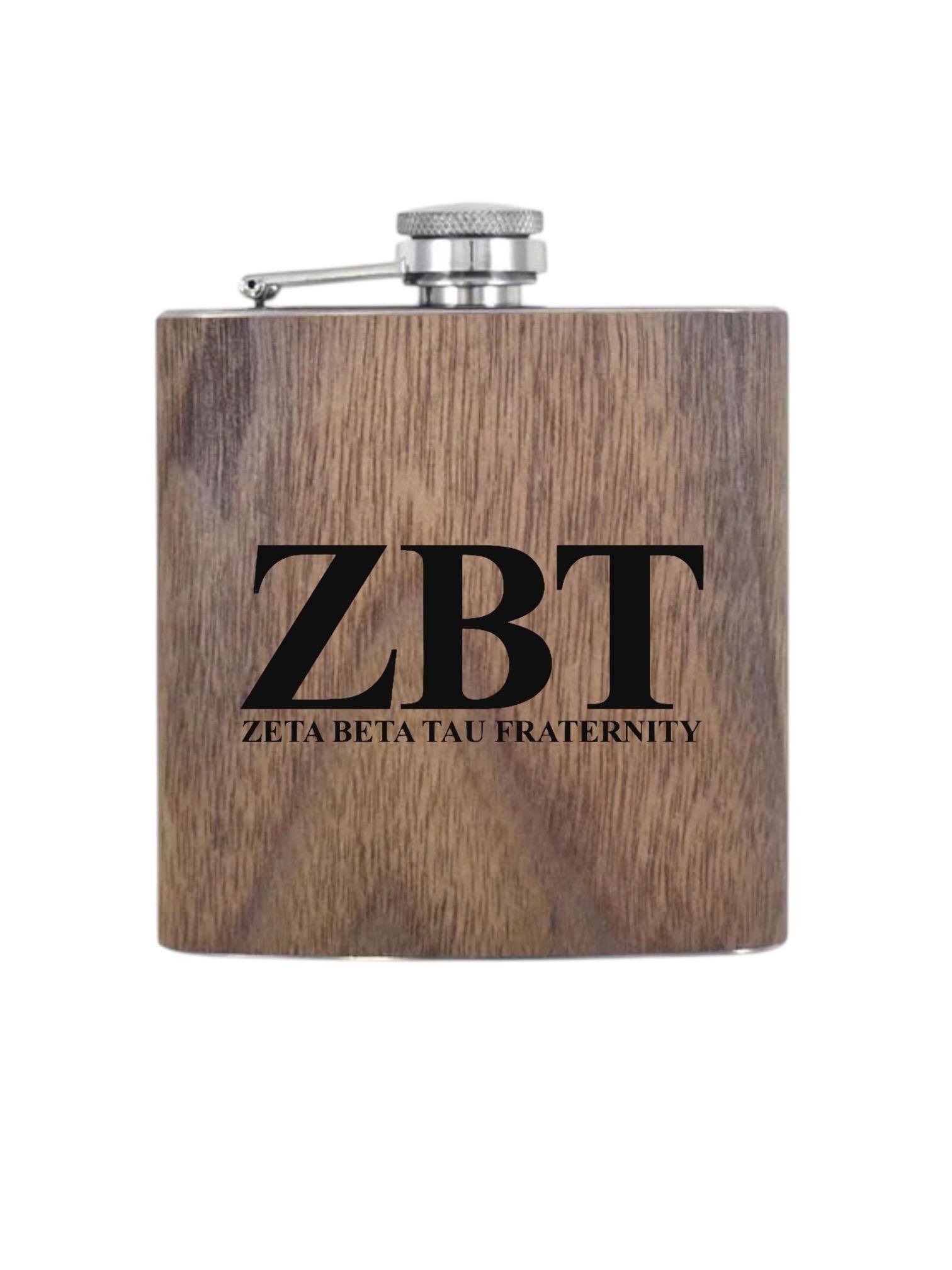 Custom Zeta Beta Tau (ZBT) Fraternity Wooden Flask| Greek Life| Fraternity Gifts| College| Frat Forma| Officially Licensed Accessories